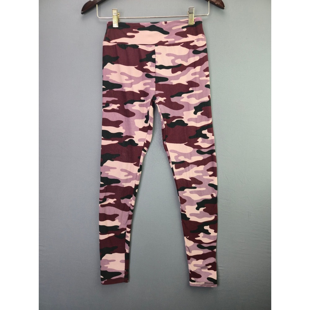 Suzette Collection Camo Pink Burgundy Camouflage Size L High Waist Yoga